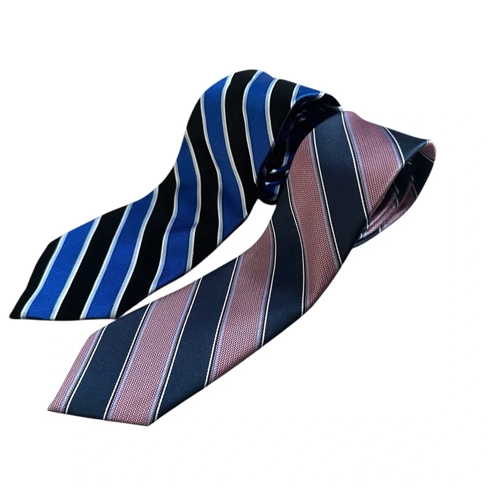 The Tie Bar Lot of 2 Striped Men Silk Neck Ties‎